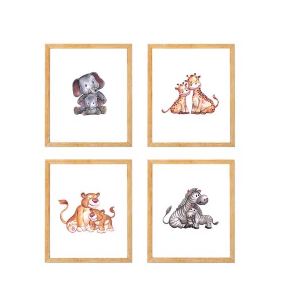 Safari Animal Print Set OF 4 Nursery Art Prints